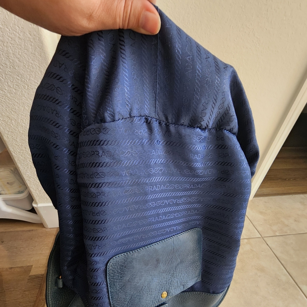 Prada Blue Leather Tote/Crossbody Bag - Picture 15 of 16